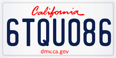 CA license plate 6TQU086