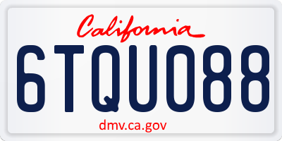 CA license plate 6TQU088