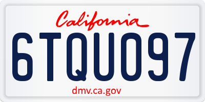 CA license plate 6TQU097