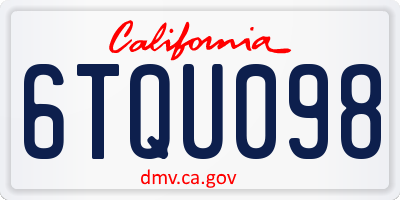 CA license plate 6TQU098