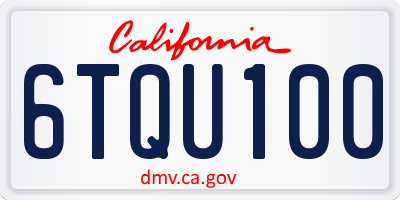 CA license plate 6TQU100