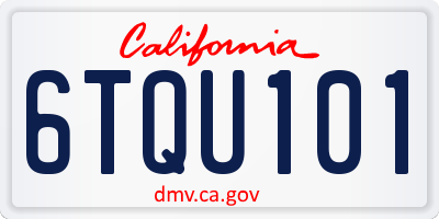 CA license plate 6TQU101