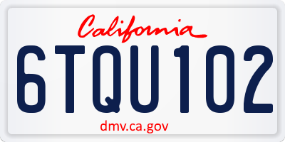 CA license plate 6TQU102