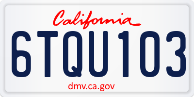 CA license plate 6TQU103