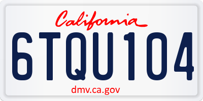 CA license plate 6TQU104