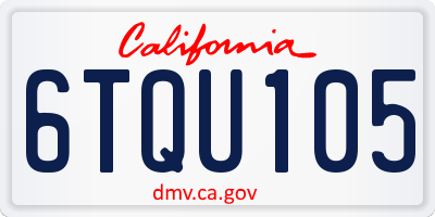 CA license plate 6TQU105
