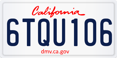 CA license plate 6TQU106