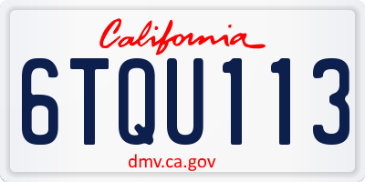 CA license plate 6TQU113