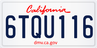 CA license plate 6TQU116