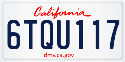 CA license plate 6TQU117