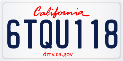 CA license plate 6TQU118