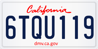 CA license plate 6TQU119