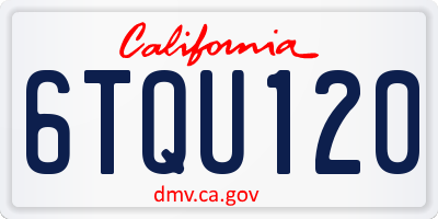 CA license plate 6TQU120