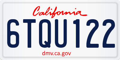 CA license plate 6TQU122