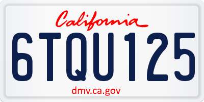 CA license plate 6TQU125