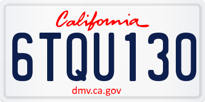 CA license plate 6TQU130