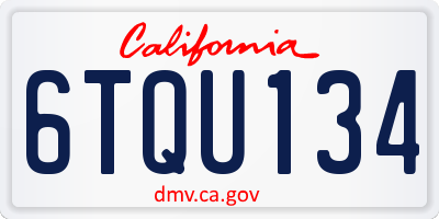CA license plate 6TQU134