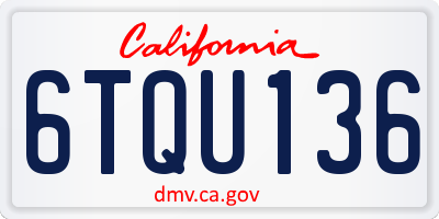 CA license plate 6TQU136