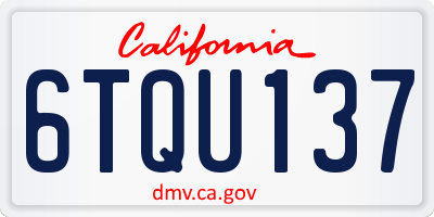 CA license plate 6TQU137