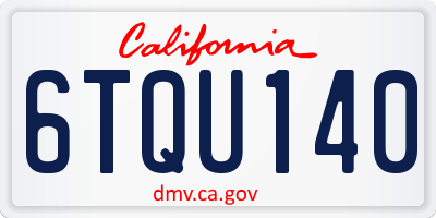 CA license plate 6TQU140