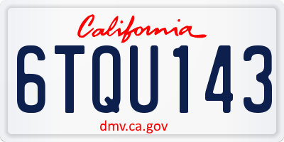 CA license plate 6TQU143