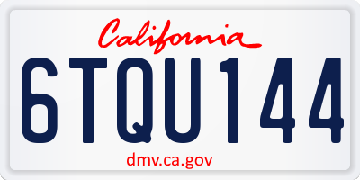 CA license plate 6TQU144