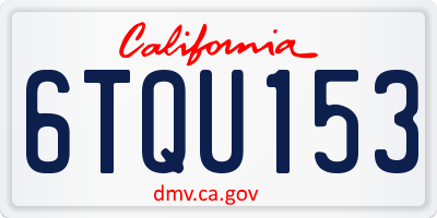 CA license plate 6TQU153