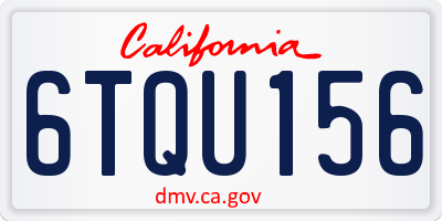 CA license plate 6TQU156