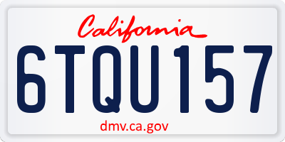 CA license plate 6TQU157