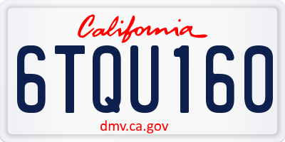 CA license plate 6TQU160