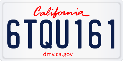 CA license plate 6TQU161