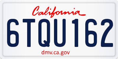 CA license plate 6TQU162