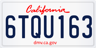 CA license plate 6TQU163