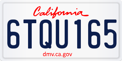 CA license plate 6TQU165