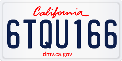 CA license plate 6TQU166