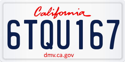 CA license plate 6TQU167