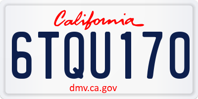 CA license plate 6TQU170