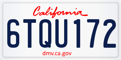 CA license plate 6TQU172