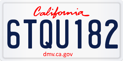 CA license plate 6TQU182