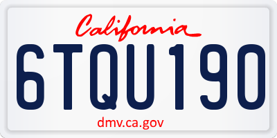 CA license plate 6TQU190