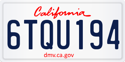 CA license plate 6TQU194