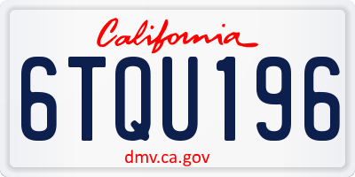 CA license plate 6TQU196