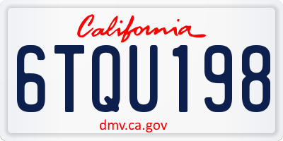 CA license plate 6TQU198