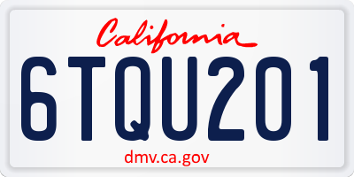 CA license plate 6TQU201