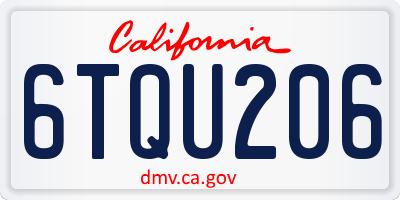 CA license plate 6TQU206