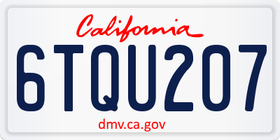 CA license plate 6TQU207