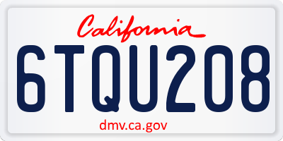 CA license plate 6TQU208