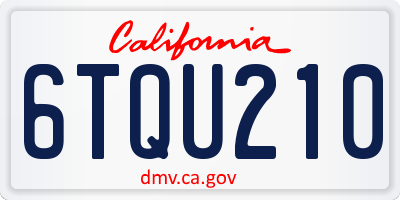 CA license plate 6TQU210