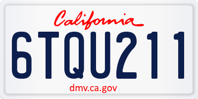CA license plate 6TQU211