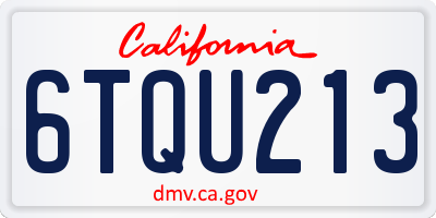 CA license plate 6TQU213